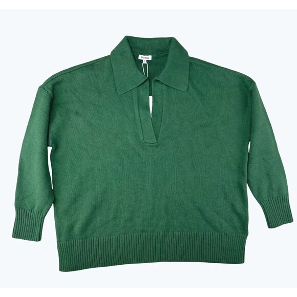 Darling Women Green 3/4 Length Sleeve Collared Knit Sweater Pullover Medium - Picture 12 of 13